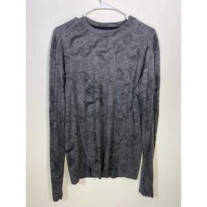 Mthd Mens Base Layer Top L Merino Wool Gray Next To Skin Holes On Front See Pics